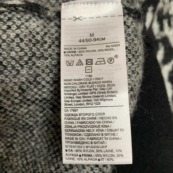 BANANA REPUBLIC black grey leopard print alpaca blend sweater size M - Picture 4 of 9